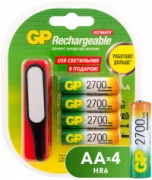 Батарейки GP Rechargeable 2700 Series AA + USB светильник отзывы владельцев