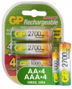 Батарейки GP Rechargeable 2700 Series AA + Rechargeable 1000 Series AAA отзывы владельцев